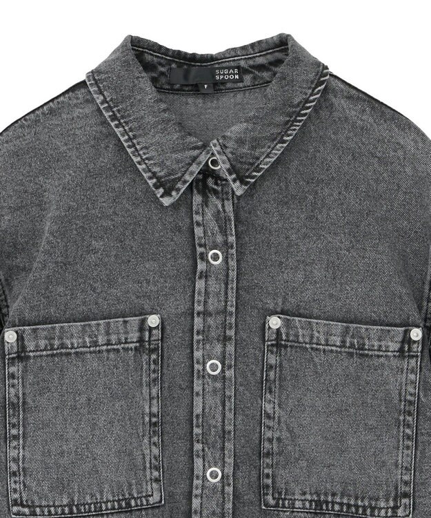 Green Parks ・ＳＵＧＡＲ　ＳＰＯＯＮ　ボリュームスリーブデニムシ Black