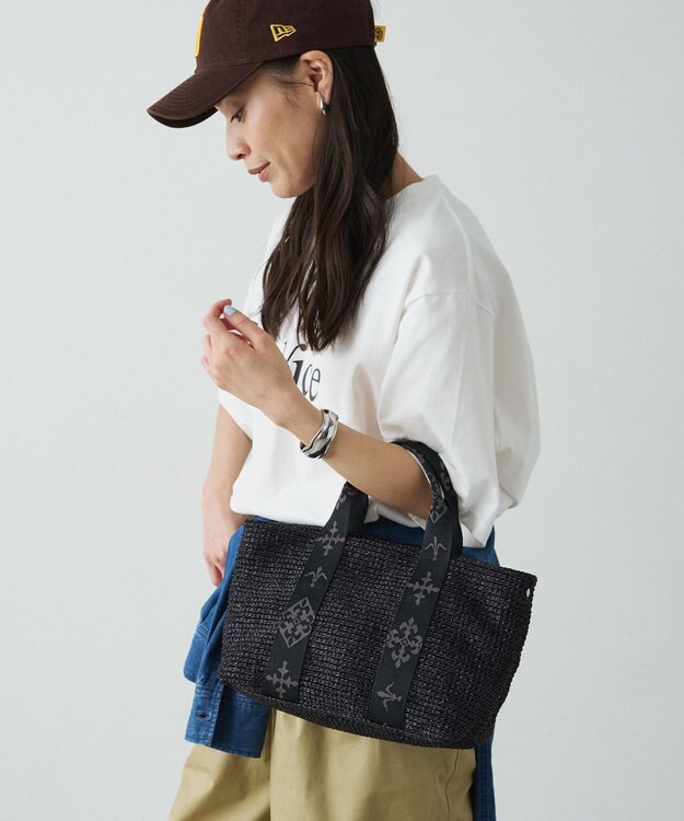 russet ナイロンラフィアデイリーミニトートバッグ(CE-1712) Black