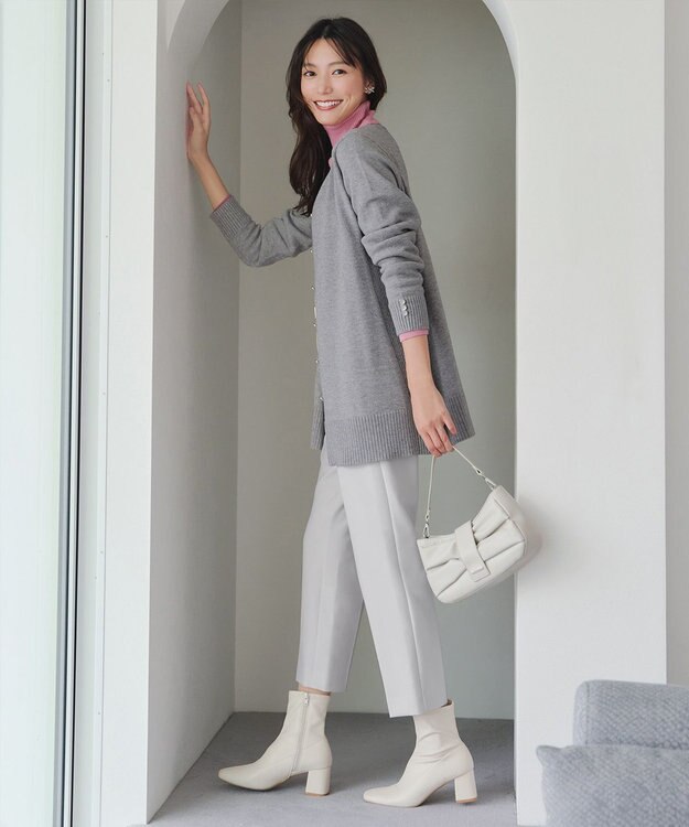 Tiaclasse 【洗える】きらボタンロングカーディガン チャコールグレー