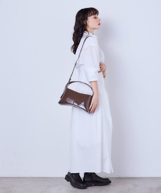 MioFIRANO SLIT D001 ハンドバッグ BROWN