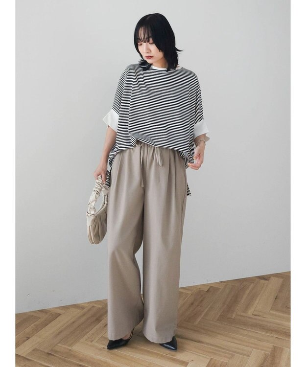 Green Parks 冷っとすずやか　ドルマンカット５分袖プルオーバー Border