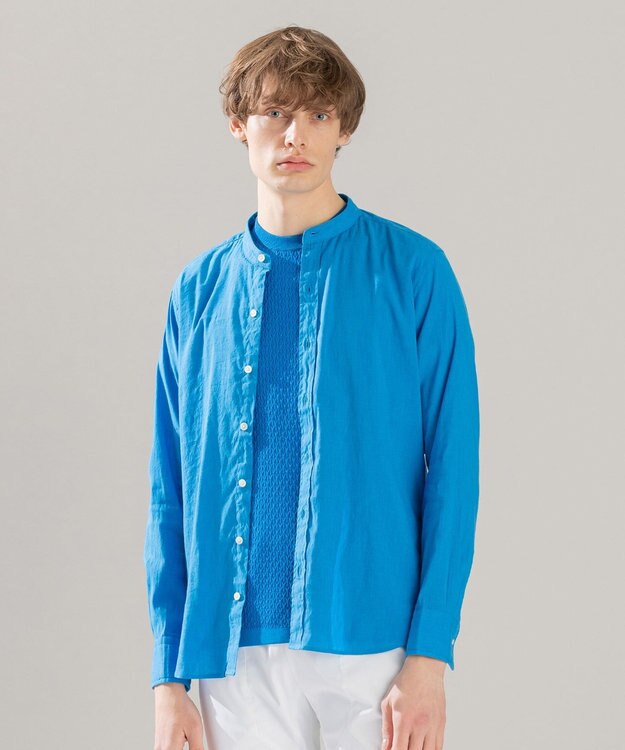 JOSEPH HOMME リネンストレッチブロード　長袖ＢＡＮＤ ターコイズブルー系