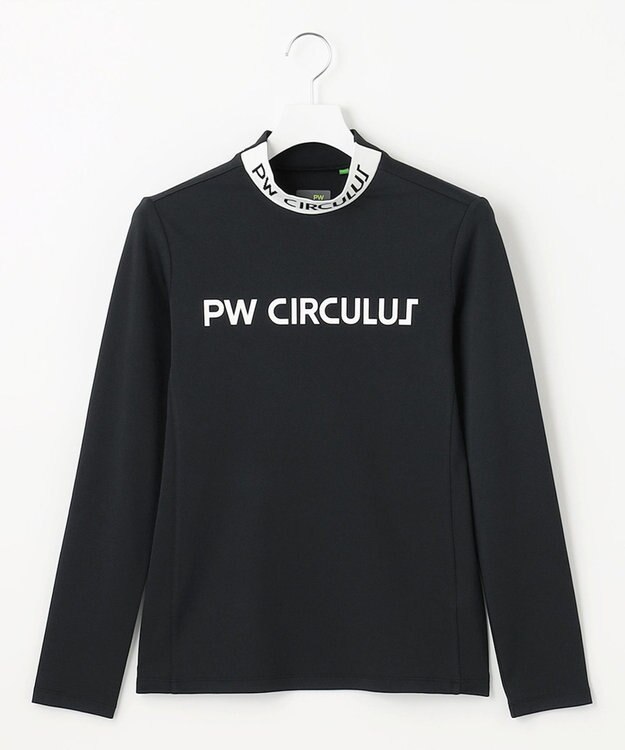 PW CIRCULUS 【WOMEN】【ストレッチ/UVケア/接触冷感/防透】バックロゴ モックネック シャツ ブラック系