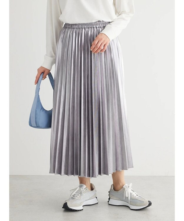 Green Parks ・ＥＬＥＮＣＡＲＥ　ＤＵＥ　メタリックプリーツスカート Silver