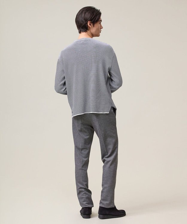 J.PRESS MEN 【Tシャツ感覚で着られる新感覚ニット】ボーダーニット ロングスリーブＴシャツ ネイビー系1