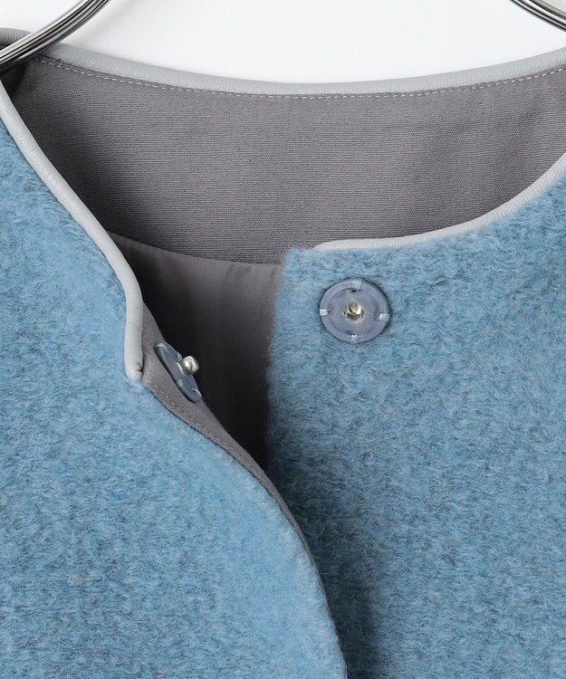 #Newans 【洗濯機可能】バックフレアショートコート ブルー