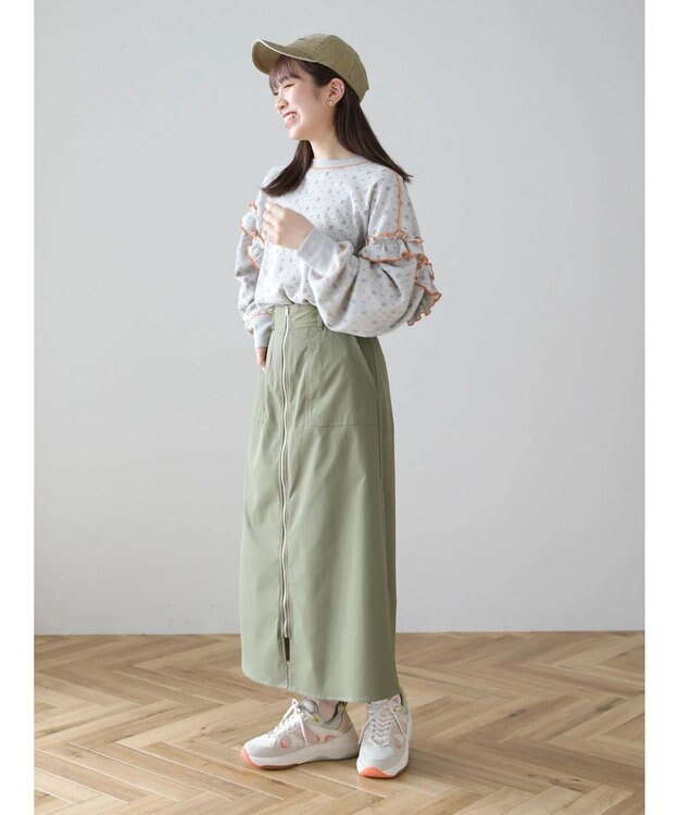 Green Parks ・Ｄｏｕｂｌｅ　Ｆｌａｇｓ　フラワーｐｔワッフルロンＴＥＥ Gray Mixture