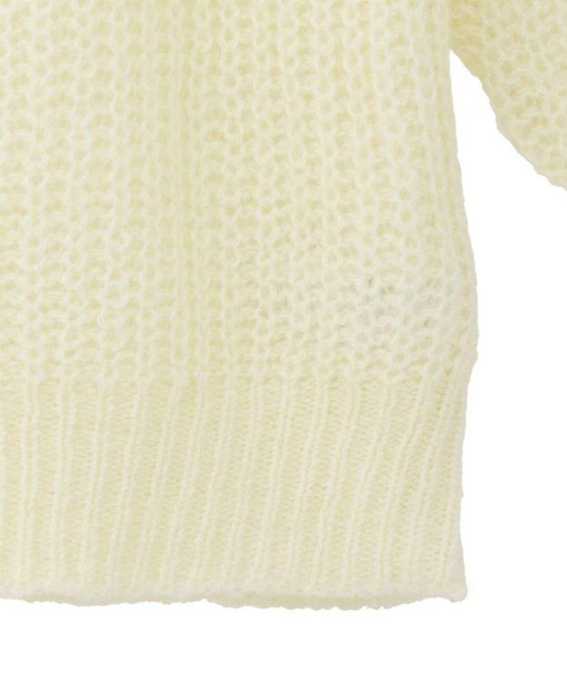 AMERICAN HOLIC モヘヤ風シアー半袖ニットトップス Ivory