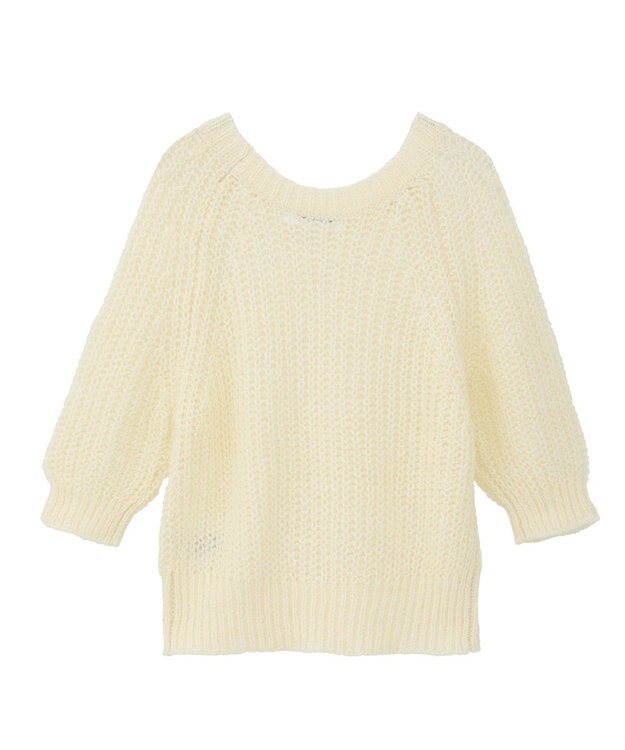 AMERICAN HOLIC モヘヤ風シアー半袖ニットトップス Ivory