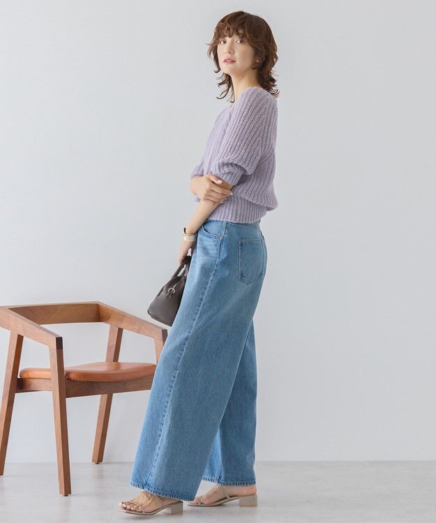 AMERICAN HOLIC モヘヤ風シアー半袖ニットトップス Lavender