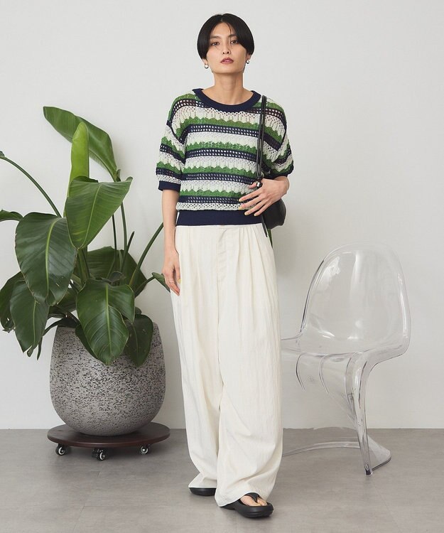 AMERICAN HOLIC マルチボーダー配色ニット Navy