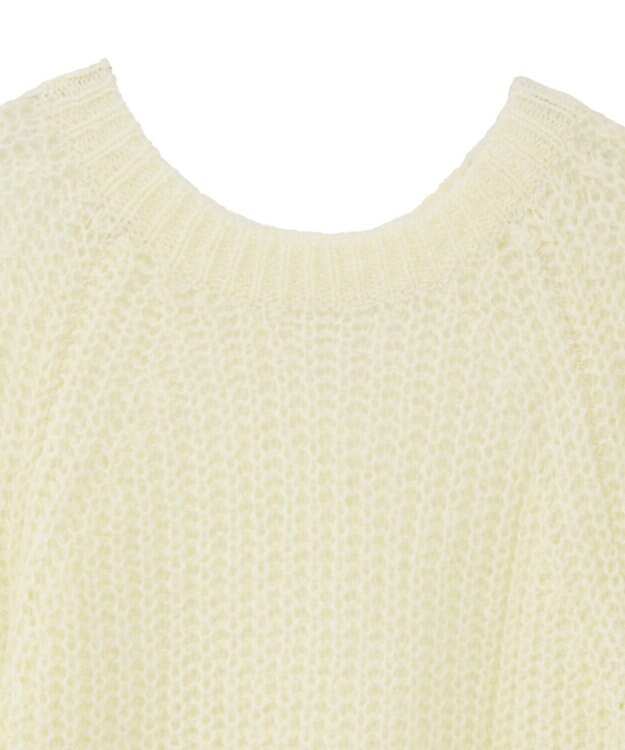 AMERICAN HOLIC モヘヤ風シアー半袖ニットトップス Ivory