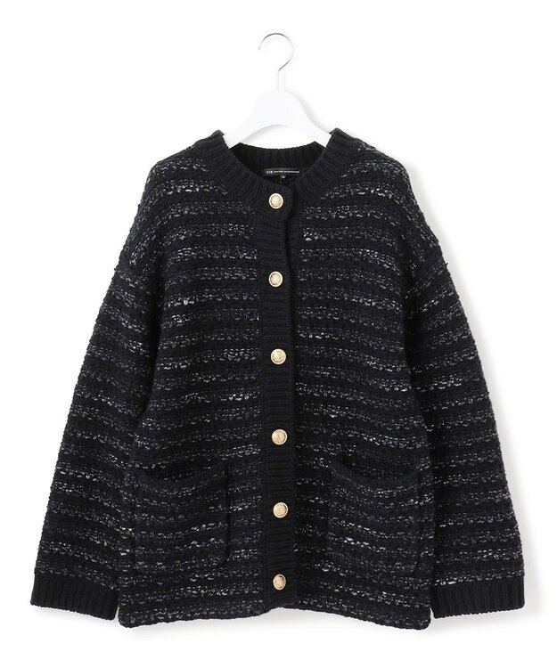23区 ツイードニット ジャケット ブラック