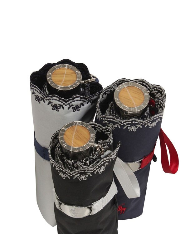 MOONBAT POLO RALPH LAUREN（ポロ ラルフローレン）晴雨兼用日傘 無地 刺繍 遮光率100% 遮熱 UV ブラック