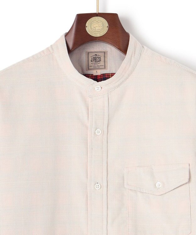 J.PRESS MEN Ｗフェイス キャラメルコールバンドカラー シャツ アイボリー系