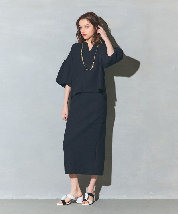 GRACE CONTINENTAL バルーンスリーブカットトップ ブラック