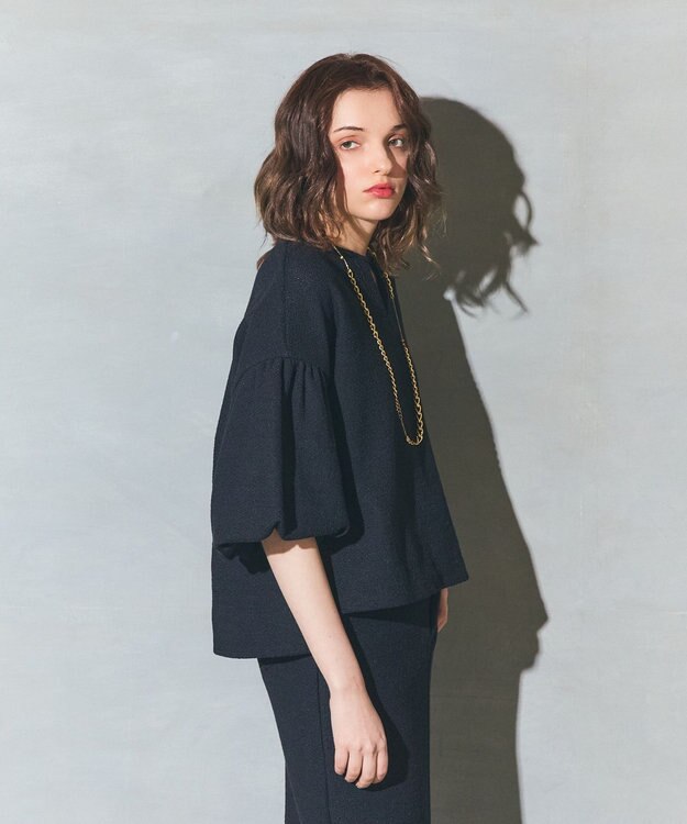 GRACE CONTINENTAL バルーンスリーブカットトップ ブラック