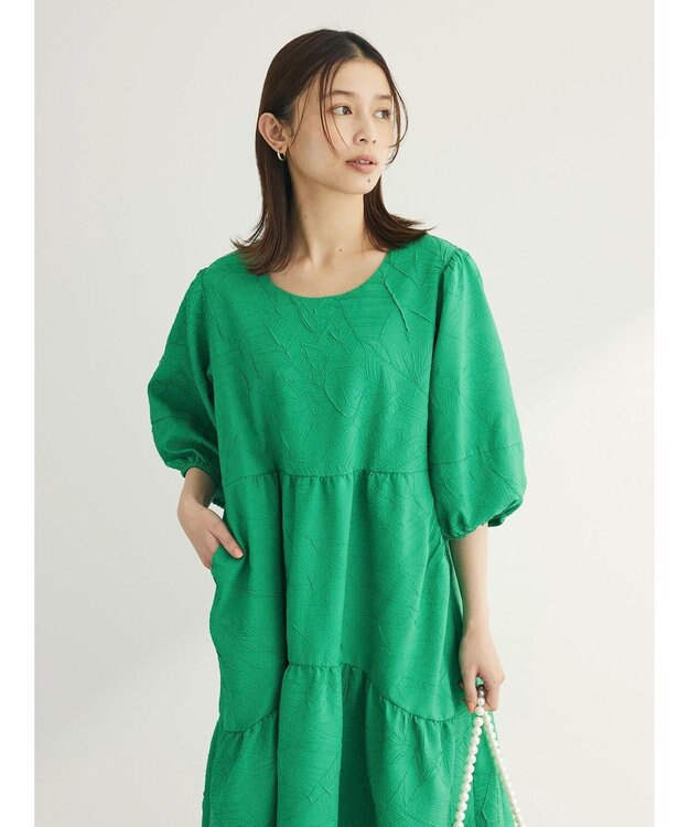Green Parks ■ＥＳＣＡＲ　エンボスティアードワンピース Green