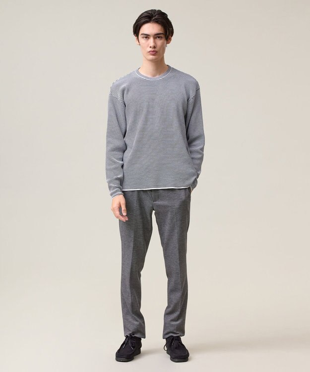 J.PRESS MEN 【Tシャツ感覚で着られる新感覚ニット】ボーダーニット ロングスリーブＴシャツ ネイビー系1