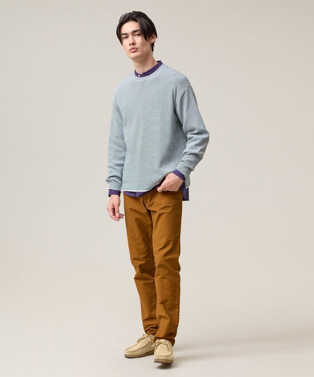 J.PRESS MEN 【Tシャツ感覚で着られる新感覚ニット】ボーダーニット ロングスリーブＴシャツ グリーン系1