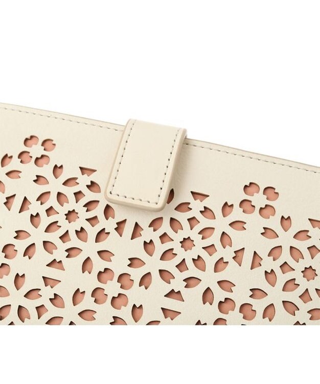 genten フラッターカットワーク マチなし長財布 オフホワイト