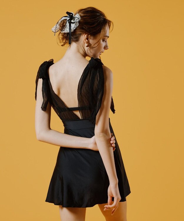 San-ai Resort（三愛水着楽園） 【WEB限定】Aラインワンピース2点セット水着 クロ