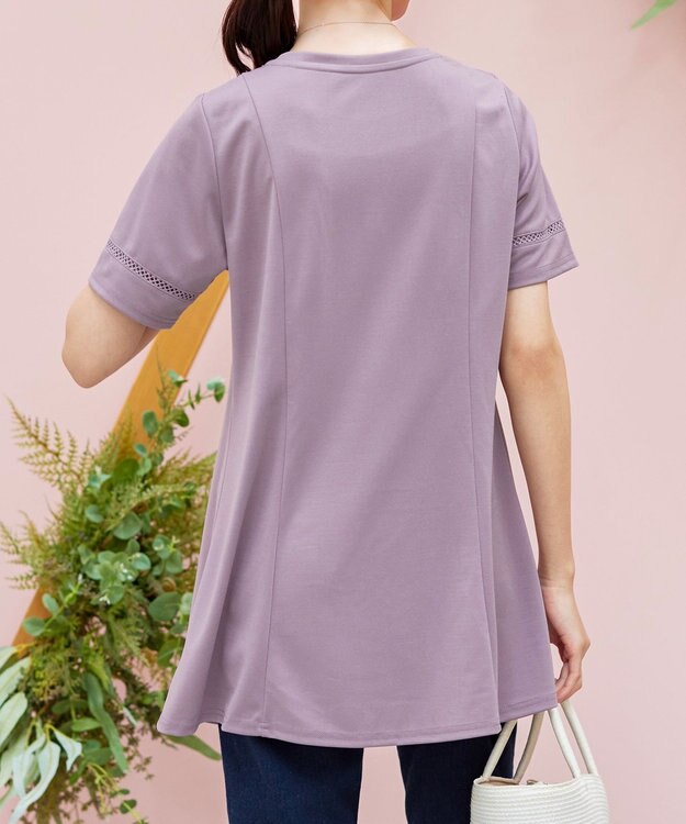 Tiaclasse L 【洗える・接触冷感・紫外線ケア・サラごこち】はしごレースチュニック ピンクモカ