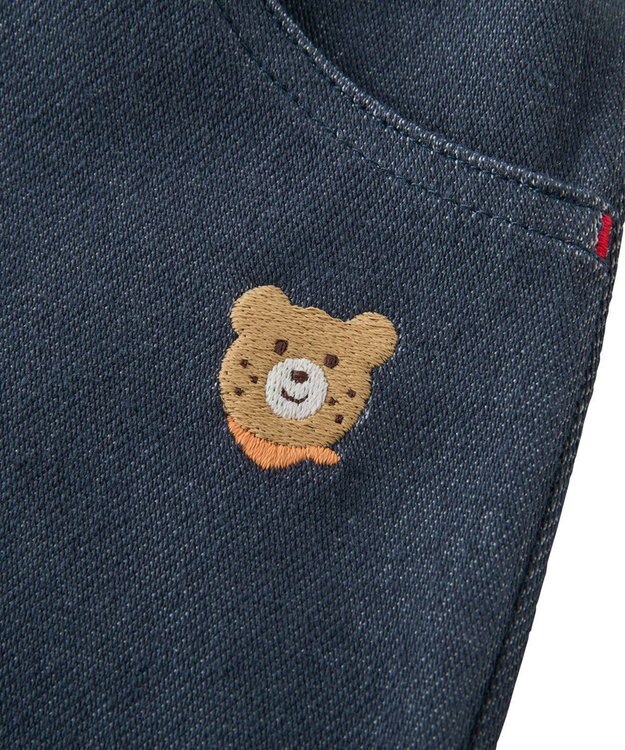 MIKI HOUSE HOT BISCUITS 【80-120cm】【Everyday Series】ワンポイント ストレッチ6分丈パンツ インディゴブルー