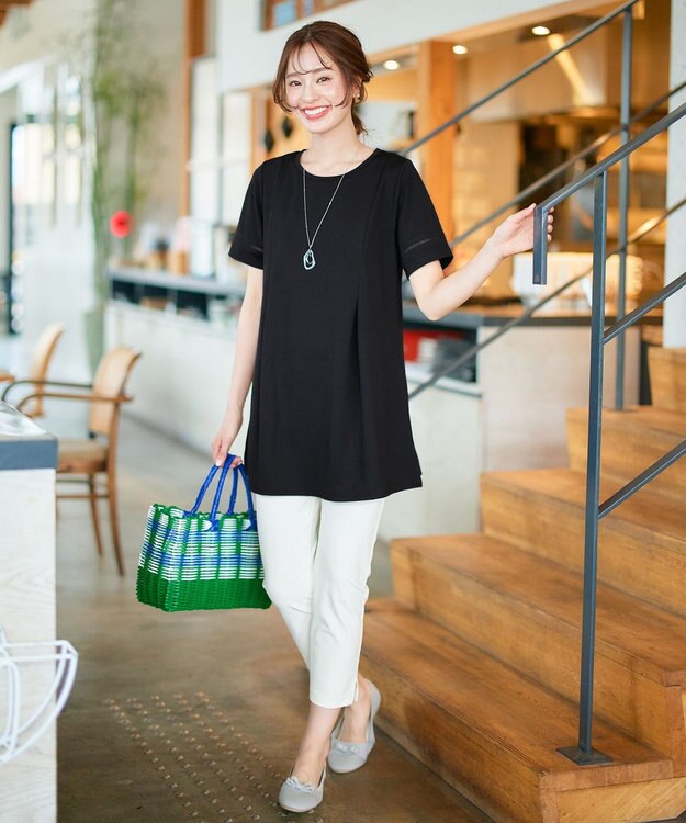 Tiaclasse L 【洗える・接触冷感・紫外線ケア・サラごこち】はしごレースチュニック ブラック