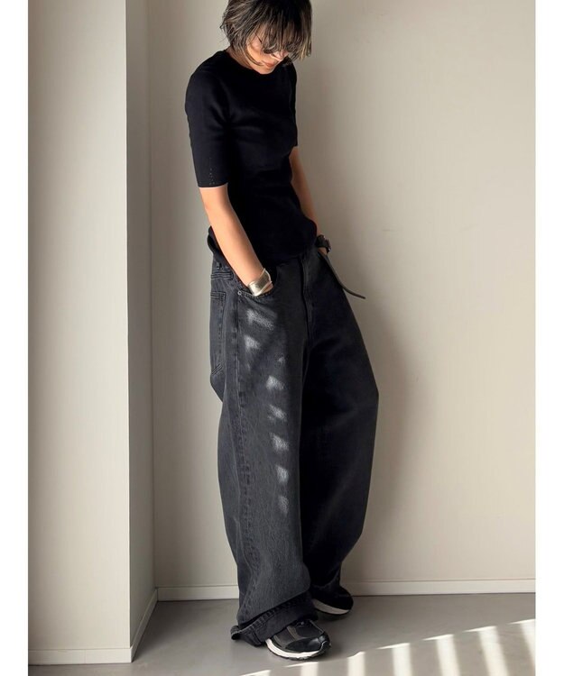woadblue ＜坪田あさみさんコラボ＞DADA  ダダ  /  BLACK ワイドデニムパンツ BLACK