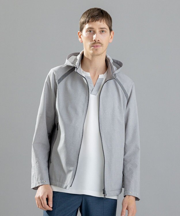 JOSEPH HOMME クールドッツストレッチ　フードブルゾン ライトグレー系