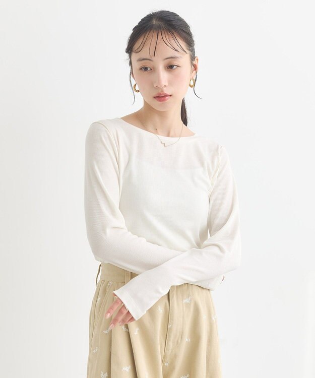 earth music&ecology 微シアーメロープルオーバー Off White