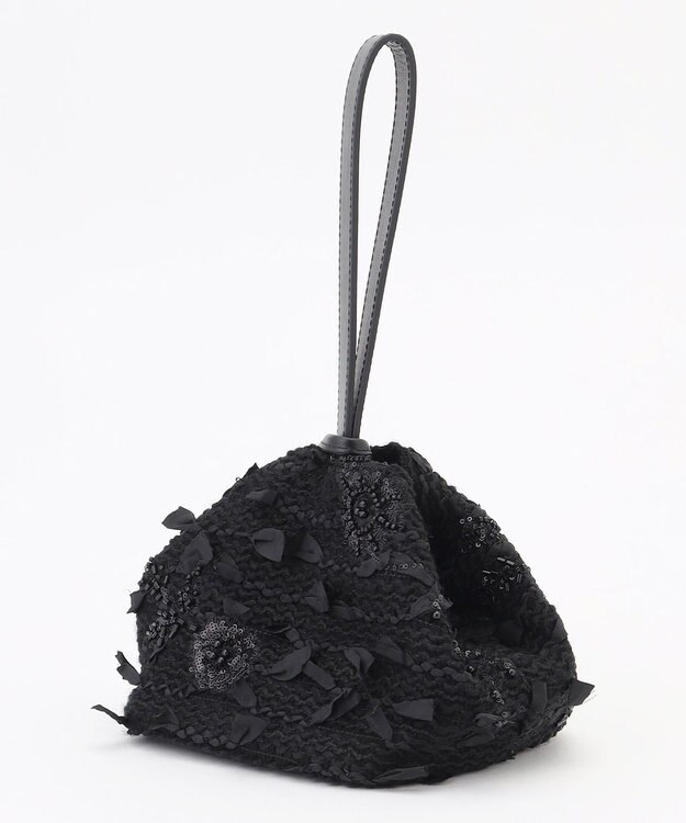 自由区 【カトリエムブーケ】Tweed a fleurs et rubans     ミニバッグ ブラック