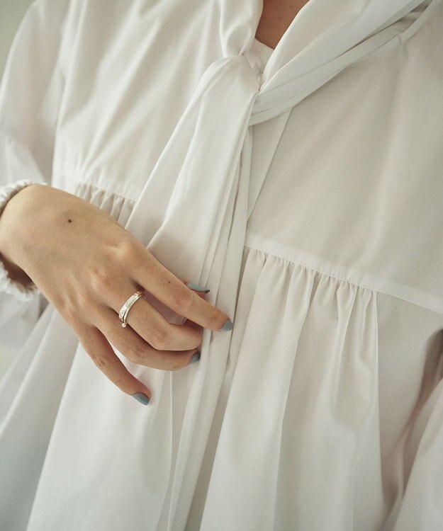 #Newans 【シワになりにくい/洗濯機可能/袖ゴム】ビッグリボンブラウス ホワイト