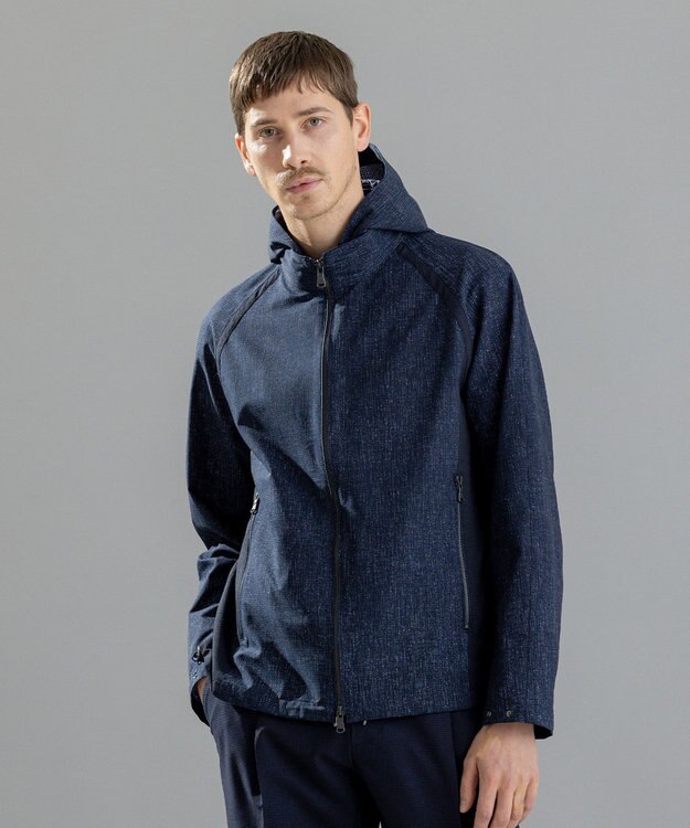 JOSEPH HOMME クールドッツストレッチ　フードブルゾン ネイビー系