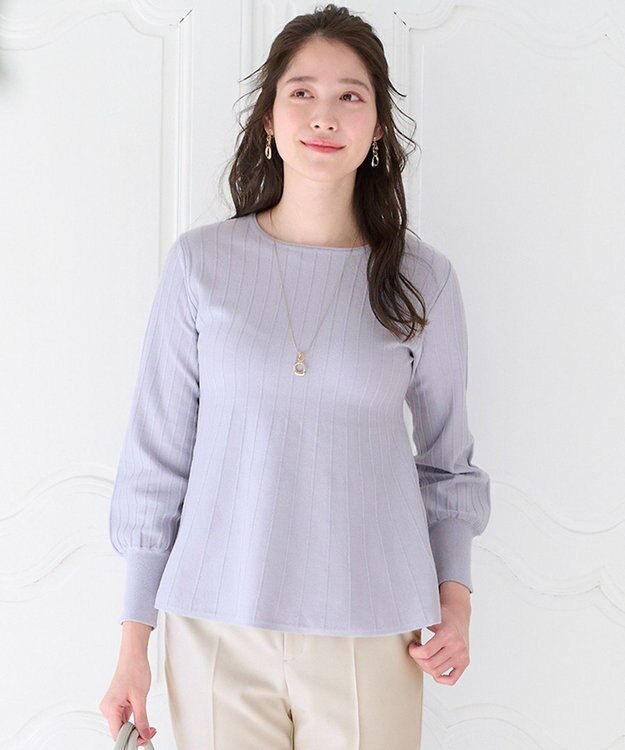 ANY SIS L 【洗える】ペプラム ニット ライトブルー