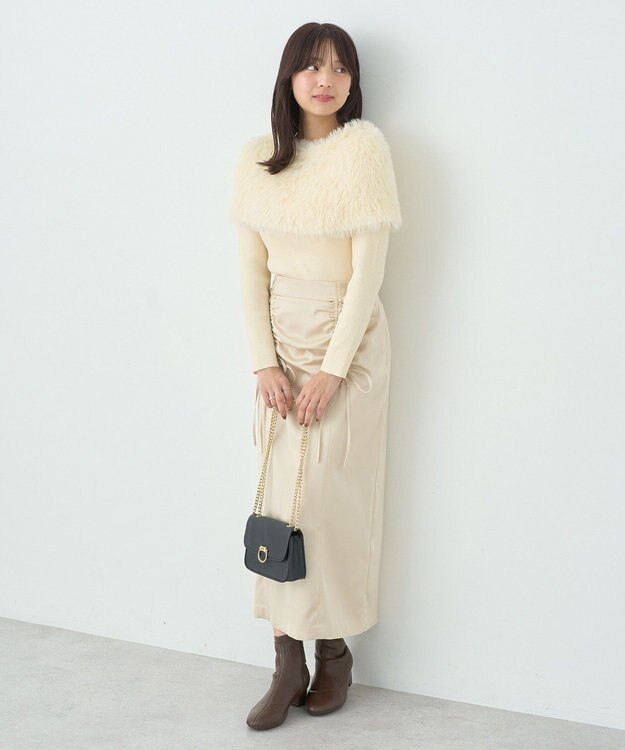 earth music&ecology ＳＥＴ２点ケープ＋リブニットプルオーバー Ivory