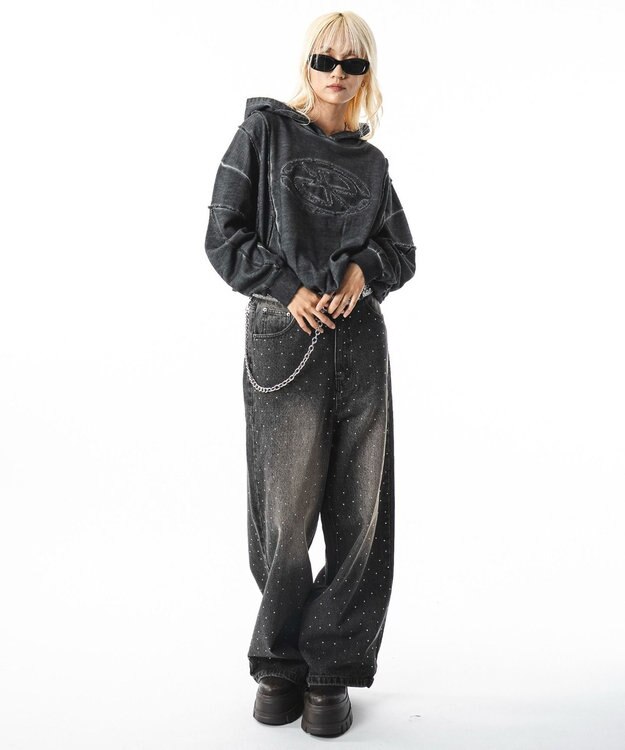 WEGO 【ユニセックス着用ITEM/MLサイズ展開】コールドダイスウィッチングプルパーカー スミクロ