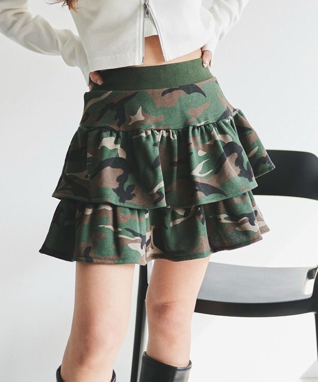 WEGO 【ウエストゴム】スウェットフリルスカパン 柄1