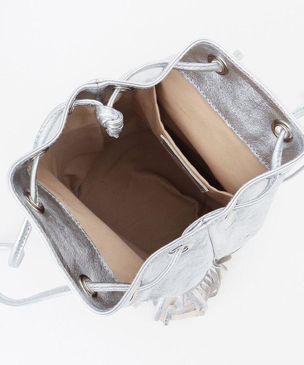 23区 MARCO MASI レザー フリンジ 巾着 バッグ シルバー系