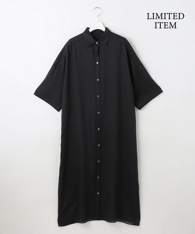 自由区 【カタログ掲載・WEB限定・接触冷感・洗える】シアーラミーローンシャツ ワンピース セピア