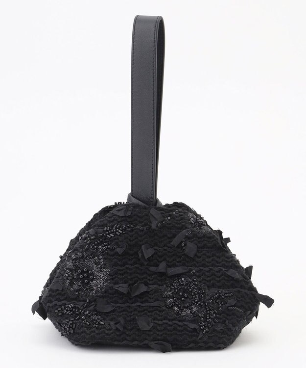 自由区 【カトリエムブーケ】Tweed a fleurs et rubans     ミニバッグ ブラック