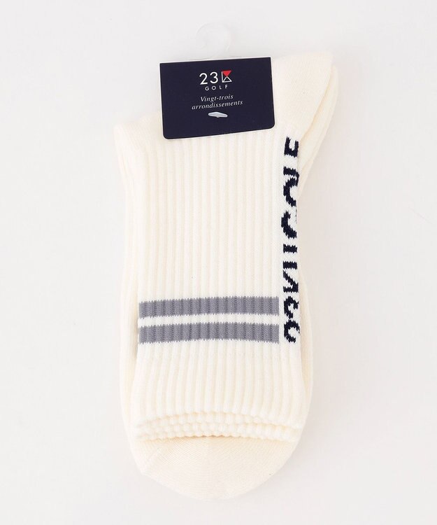 23区GOLF 【MEN】ロゴライン 18センチ丈ソックス ホワイト系