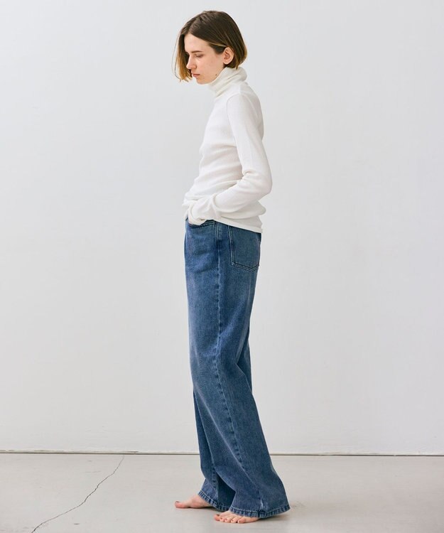 BEIGE， 【BEIGE,ecru/WEB限定・洗える】RIB TOPS /  コットンシルクハイネックトップス White