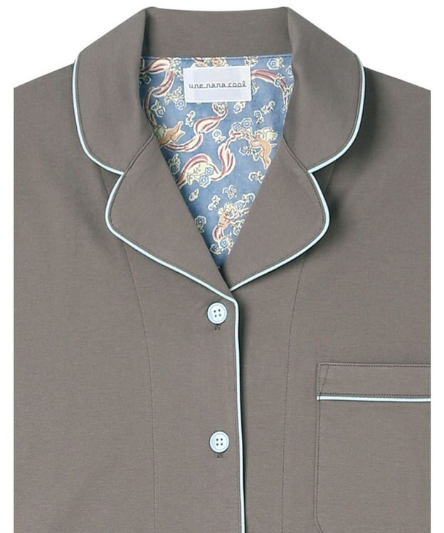 une nana cool 【綿100%】60/2 やわらか天竺 半袖開襟パジャマ MADE WITH LIBERTY FABRIC アッシュグレー