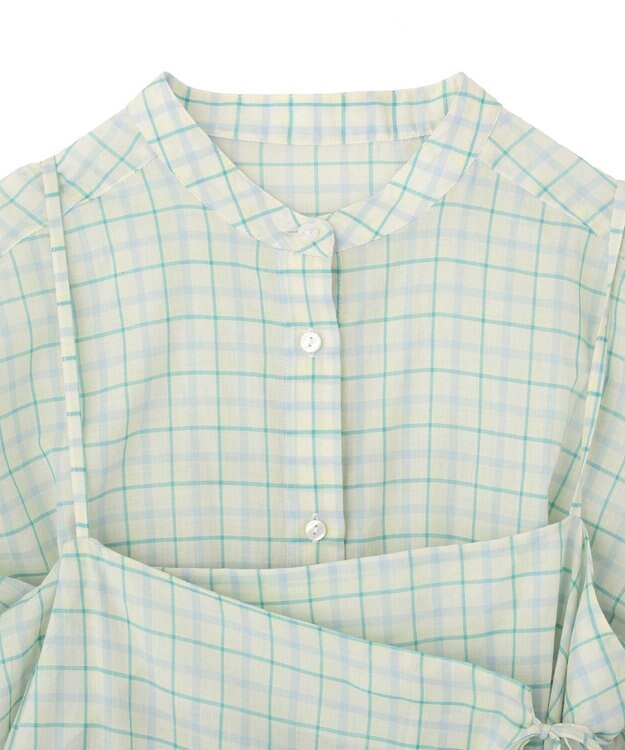 earth music&ecology 【予約】【綿100％】SET2点エプロンライクビスチェ＋シャツ グリーン