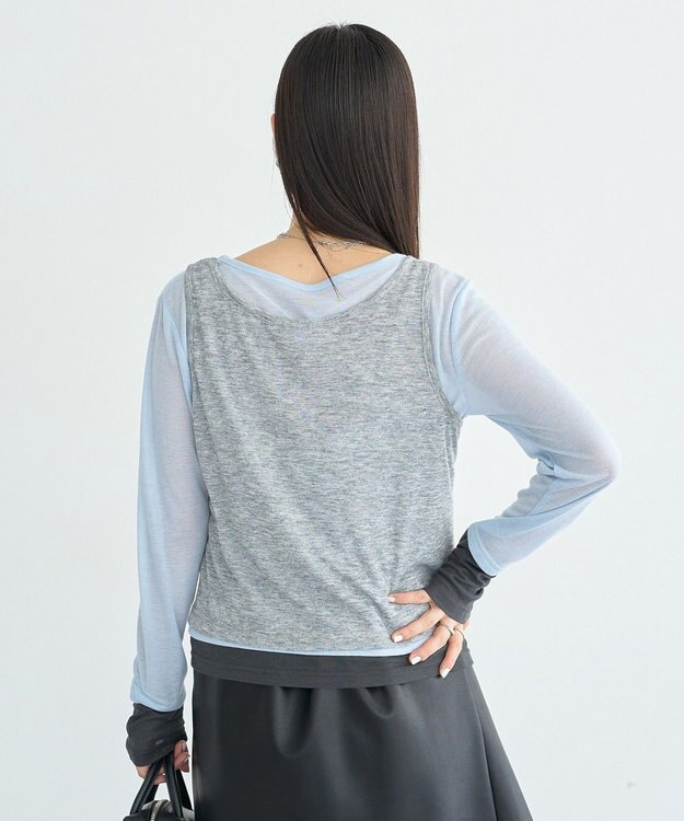 earth music&ecology SET2点ハイショクシアータンクトップ+ロンT Gray Mixture