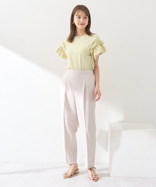 earth music&ecology 【接触冷感/洗濯機可】ギャザーフリルスリーブカットソー Yellow