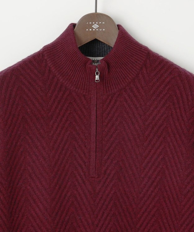JOSEPH ABBOUD カシミヤブレンド ハイネック ZIP プルオーバーニット ワイン系