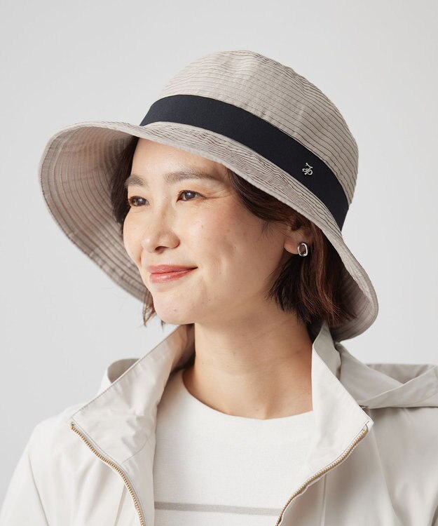 J.PRESS LADIES 【WEB限定カラーあり・洗える・UVカット・畳める】ブレード ハット モカ×ブラック系
